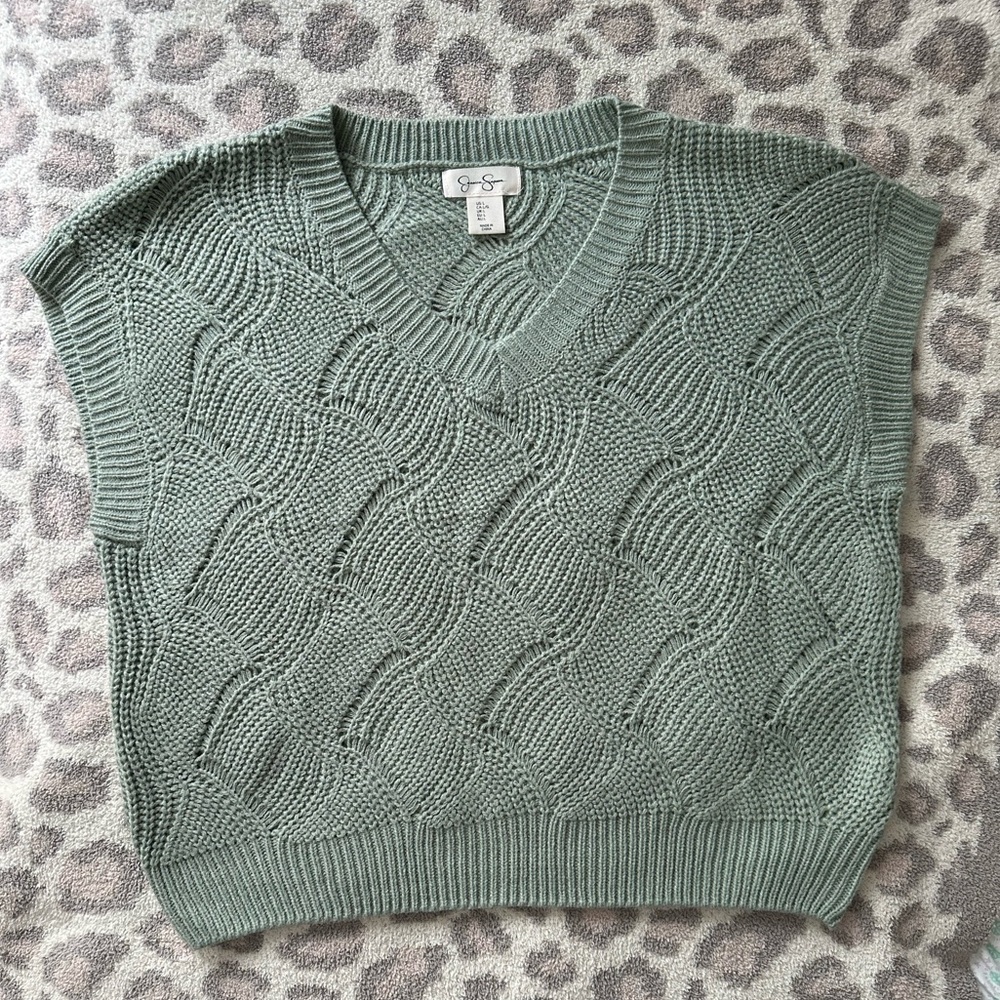Women's Green Knit Sweater Vest